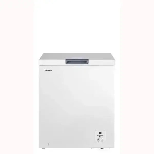 Hisense congelatore a pozzetto bianco con maniglia superiore e pannello di controllo digitale frontale