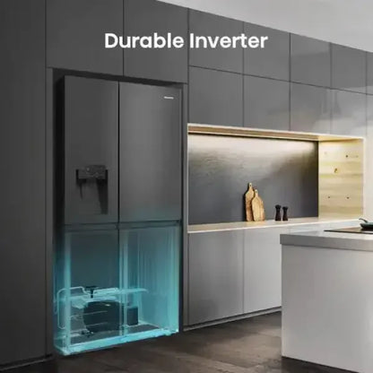 Hisense frigo side by side nero con tecnologia inverter durevole in cucina moderna
