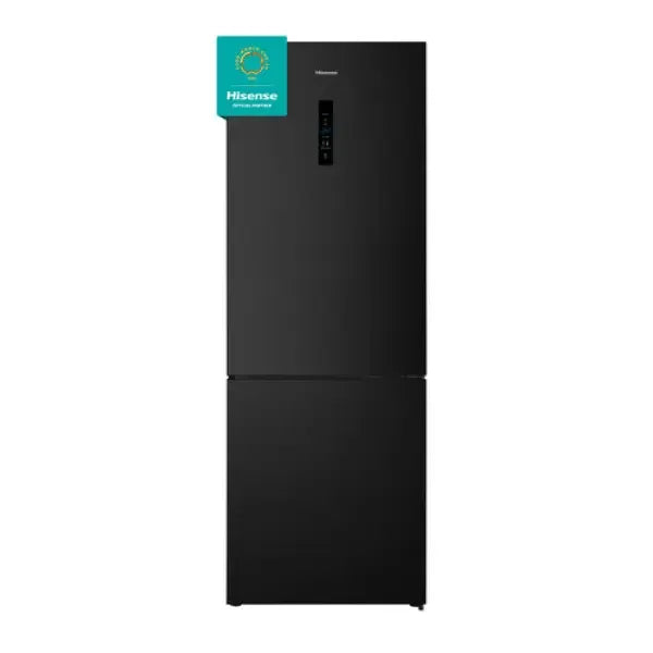Frigorifero nero HISENSE con doppia porta e display digitale frontale moderno