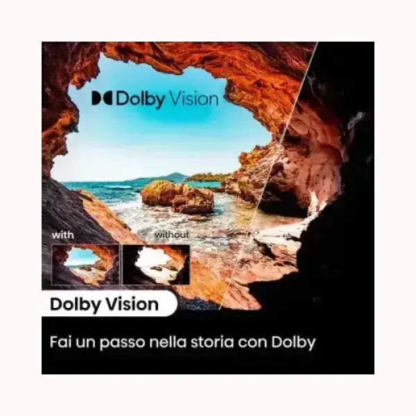 HISENSE TV con Dolby Vision immagine divisa confronto con e senza miglioramento colori e contrasto