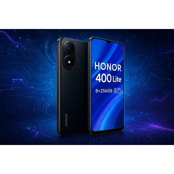 Honor 400 Lite 8+256GB 6.7"5G Velvet Black DS ITA con sfondo elettronico tecnologico immagine rettangolare