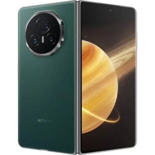 Smartphone Honor Magic V3 in colore verde con schermo pieghevole e fotocamera posteriore tripla