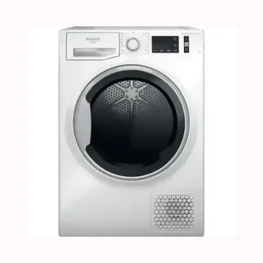 Asciugatrice Hotpoint bianca a carica frontale con display digitale e porta trasparente