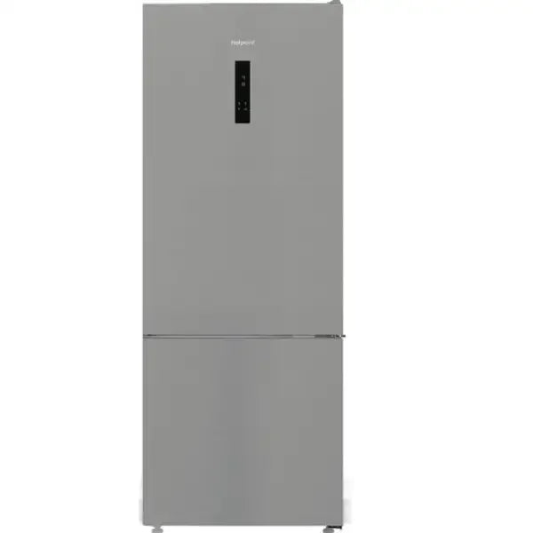 Frigorifero Hotpoint moderno in acciaio inox con display digitale e doppia porta