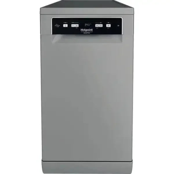 Lavastoviglie Hotpoint colore grigio con pannello di controllo digitale e design moderno