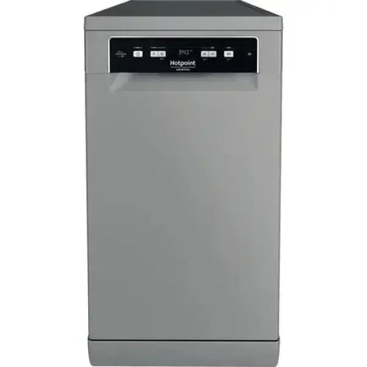 Lavastoviglie Hotpoint colore grigio con pannello di controllo digitale e design moderno