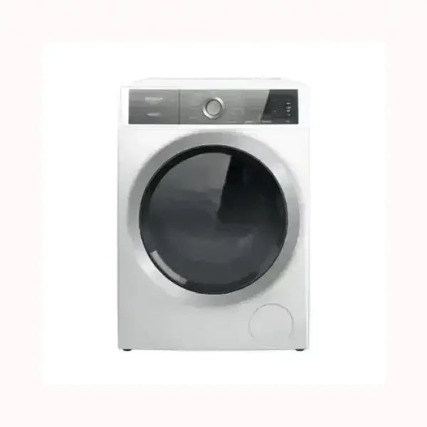 Lavatrice HOTPOINT bianca a carica frontale con pannello di controllo digitale moderno