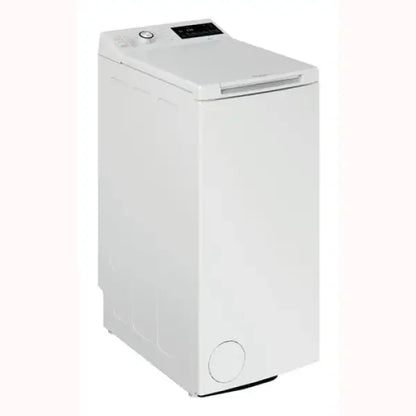 Lavatrice Hotpoint bianca a carica dall'alto con pannello di controllo digitale