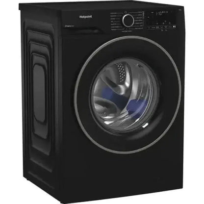 Lavatice Hotpoint a carica frontale in nero con design moderno e capacità di lavaggio elevata
