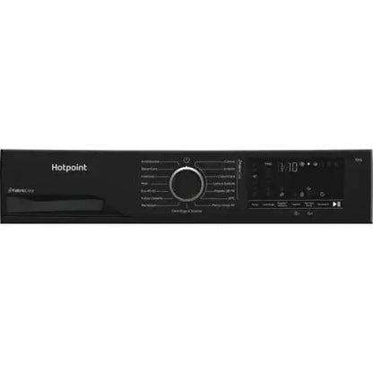 Pannello di controllo della lavatrice HOTPOINT elegante in nero con comandi intuitivi
