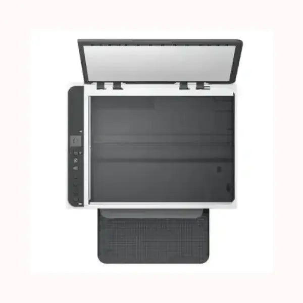 Stampante HP MULTIFUNZIONE con scanner piano e pannello di controllo laterale in nero e bianco