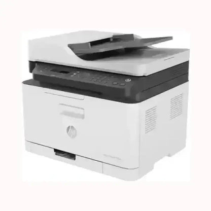 Stampante multifunzione HP bianca e nera con scanner e tastiera integrata