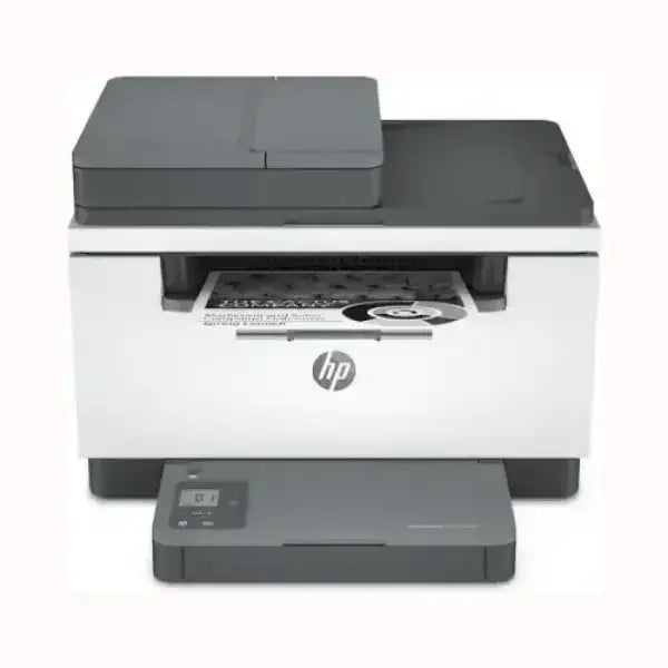 Stampante HP multifunzione bianca e grigia con scanner e pannello di controllo digitale