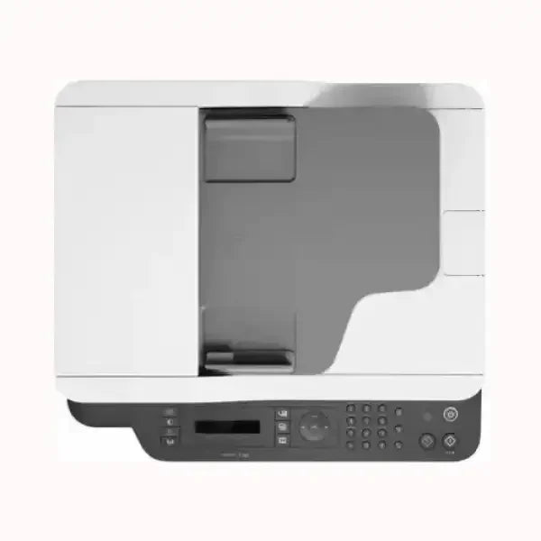 Stampante HP multifunzione bianca con display digitale e tastiera integrata