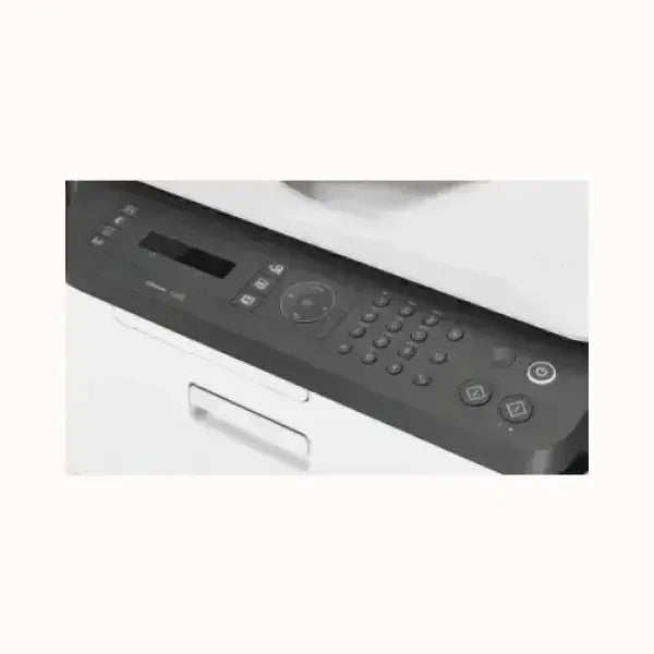 Pannello di controllo della stampante HP con schermo digitale e tastiera numerica
