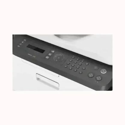 Pannello di controllo della stampante HP con schermo digitale e tastiera numerica