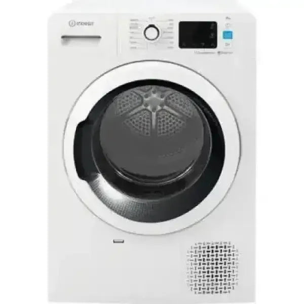 Asciugatrice INDESIT bianca a carica frontale con display digitale e comandi rotativi