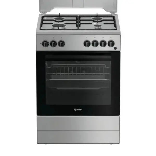 Cucina a gas Indesit con cinque fuochi e forno ampio in acciaio inox