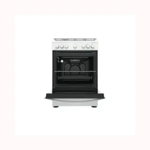 Cucina INDESIT bianca con forno e manopole per il controllo della cottura