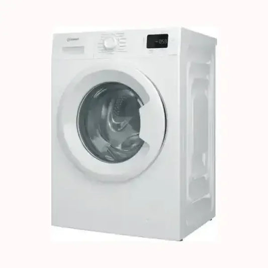 Lavatrice INDESIT bianca con porta trasparente e display digitale, design moderno e compatto
