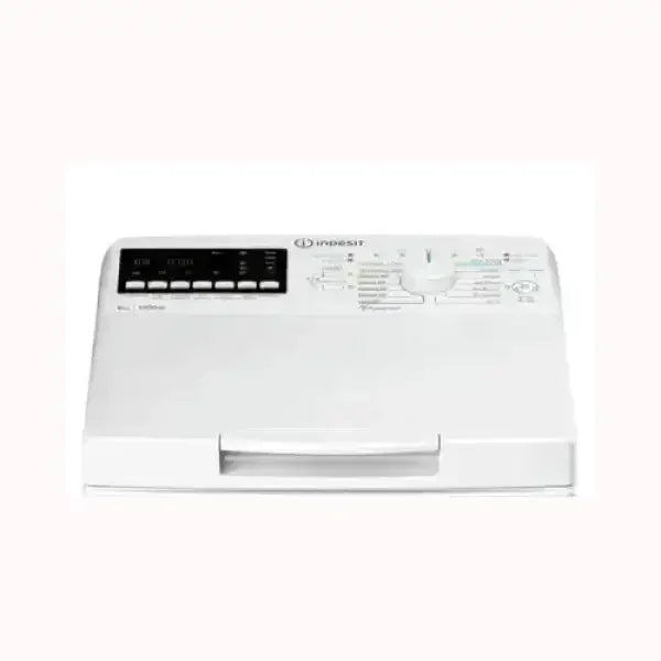 Pannello di controllo lavatrice INDESIT bianca con pulsanti e manopola per selezione programmi