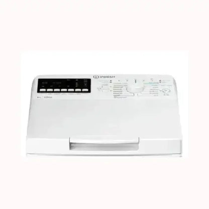 Pannello di controllo lavatrice INDESIT bianca con pulsanti e manopola per selezione programmi