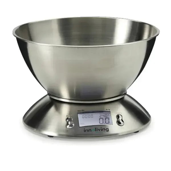 Bilancia da cucina Innoliving con ciotola in acciaio inox e display digitale per pesa alimenti