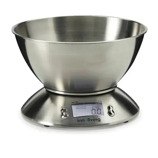 Bilancia da cucina Innoliving con ciotola in acciaio inox e display digitale per pesa alimenti