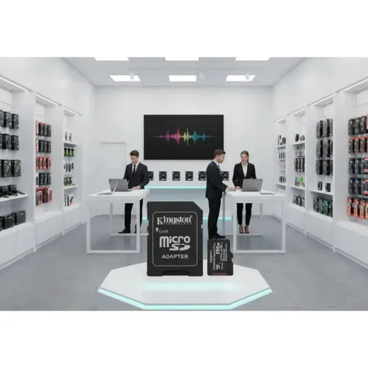 KINGSTON Micro SD con adattatore in un negozio moderno di tecnologia