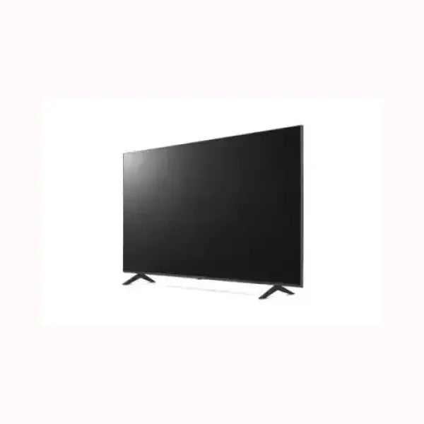 LG TV a schermo piatto con cornice sottile e piedini a V schermo nero ideale per salotto e cinema domestico