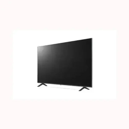 LG TV a schermo piatto con cornice sottile e piedini a V schermo nero ideale per salotto e cinema domestico