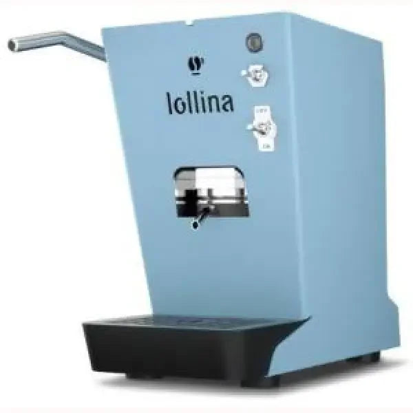 Macchina da caffè Lollocaff in blu con design compatto e funzionalità intuitive per un caffè perfetto