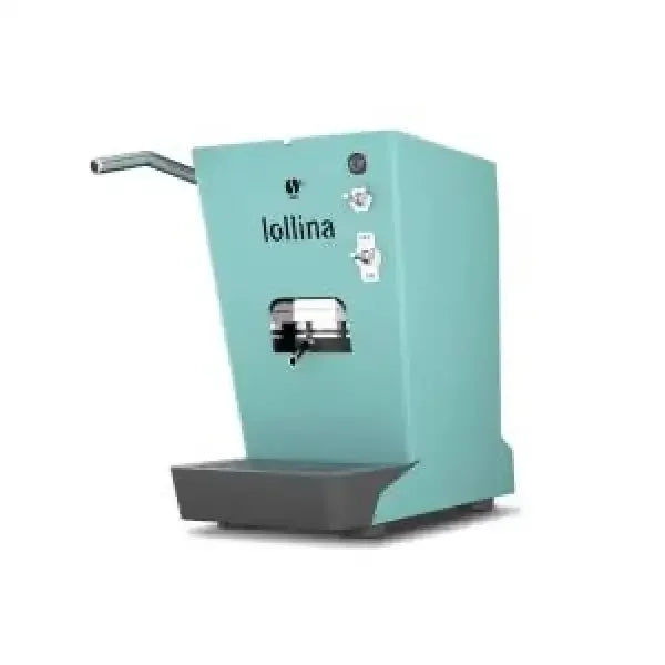 Macchina da caffè Lollocaff in verde acqua con design retro e comandi intuitivi