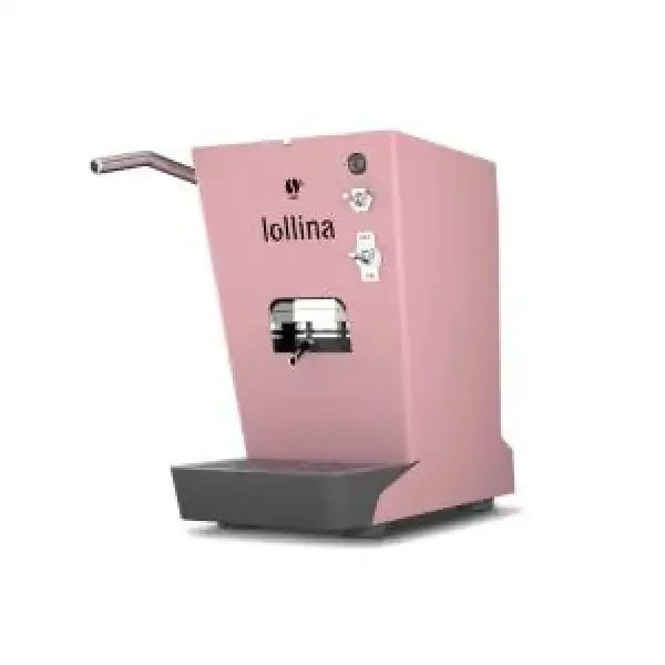 Macchina da caffè Lollocaff in rosa con design elegante e comandi semplici