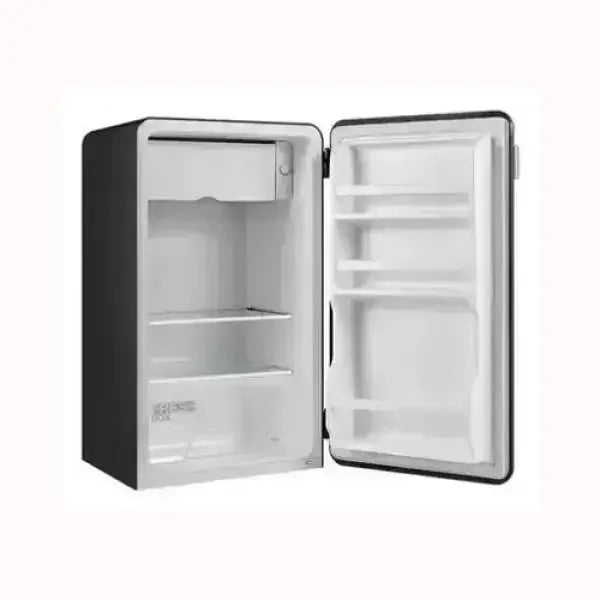 Frigorifero MIDEA compatto con porta aperta e ripiani interni per conservazione alimenti