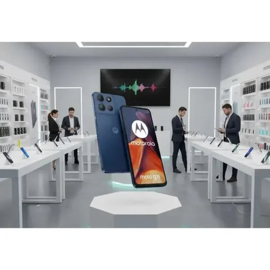 Smartphone Motorola in esposizione con design elegante e funzionalità avanzate