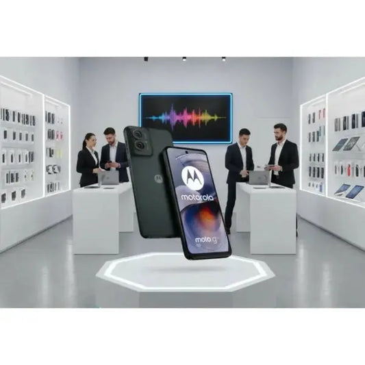 Smartphone Motorola Moto G55 in mostra con design elegante e prestazioni elevate nel negozio tecnologico