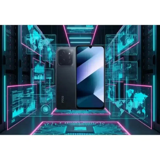 Smartphone Motorola con schermo luminoso e design elegante in un ambiente tecnologico futuristico