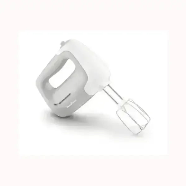 Frullatore MOULINEX bianco e grigio con impugnatura ergonomica e fruste in acciaio inox
