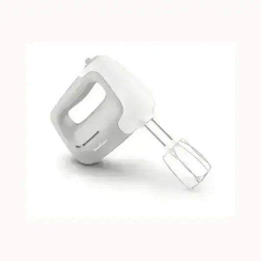 Frullatore MOULINEX bianco e grigio con impugnatura ergonomica e fruste in acciaio inox