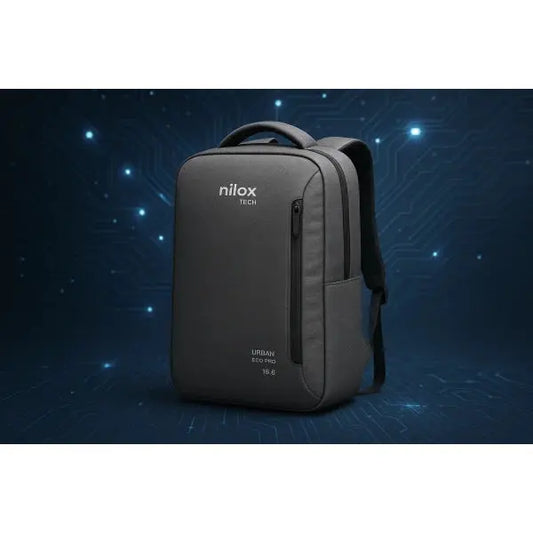 Nilox Tech Zaino per Notebook 15.6" Urban Eco Pro colore Grigio con sfondo tecnologico