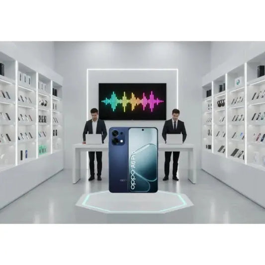 Smartphone OPPO A6 Pro in esposizione con design elegante e funzionalità avanzate
