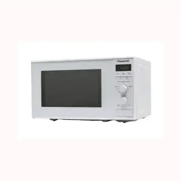 Microonde Panasonic bianco con display digitale e manopole di controllo per cucina moderna