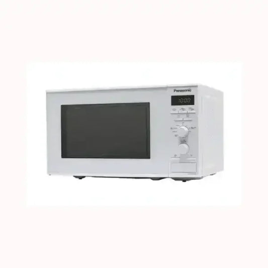 Microonde Panasonic bianco con display digitale e manopole di controllo per cucina moderna