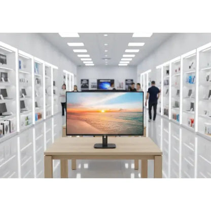 PHILIPS Monitor su un tavolo in un negozio moderno, con immagini nitide e colori brillanti