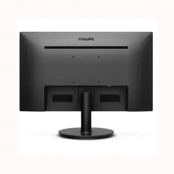 Philips monitor visto da dietro con supporto rotondo e design nero elegante