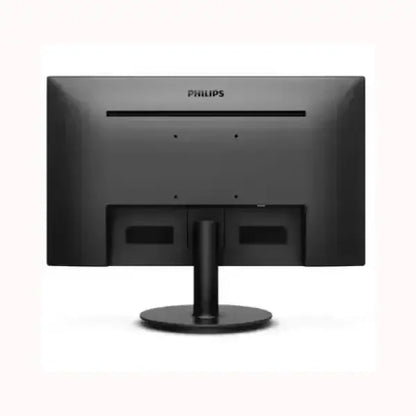 Philips monitor visto da dietro con supporto rotondo e design nero elegante