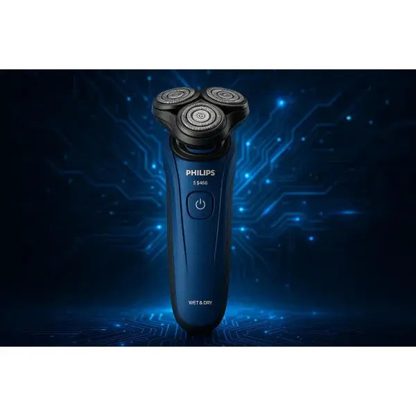 Philips Rasoio Elettrico Wet & Dry con design ergonomico e tre testine rotanti per una rasatura precisione