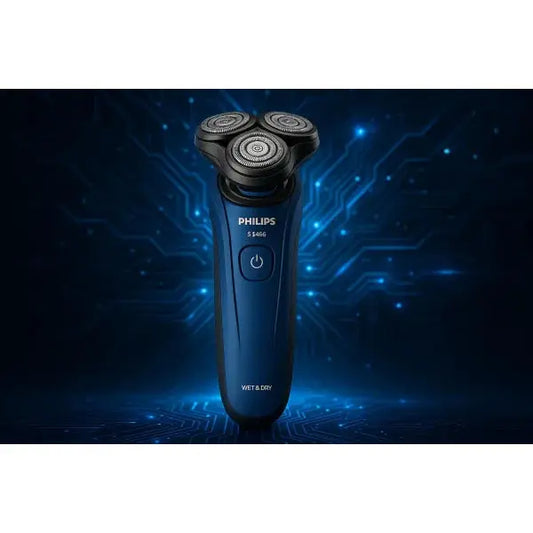 Philips Rasoio Elettrico Wet & Dry con design ergonomico e tre testine rotanti per una rasatura precisione