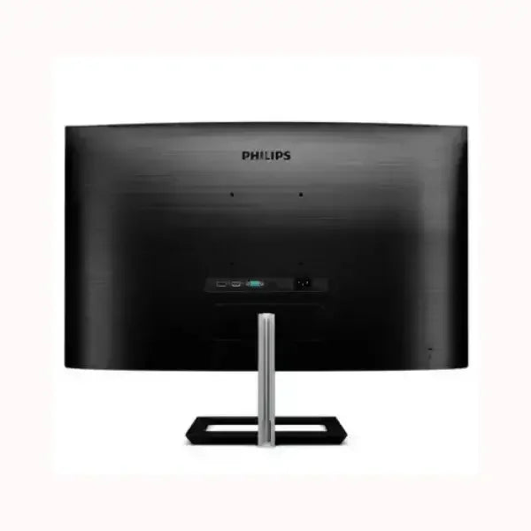 Monitor curvo PHILIPS visto dalla parte posteriore con supporto metallico e connessioni visibili